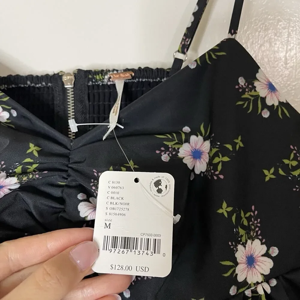 NEW! Free people In A Bubble Mini Dress black floral size medium $128